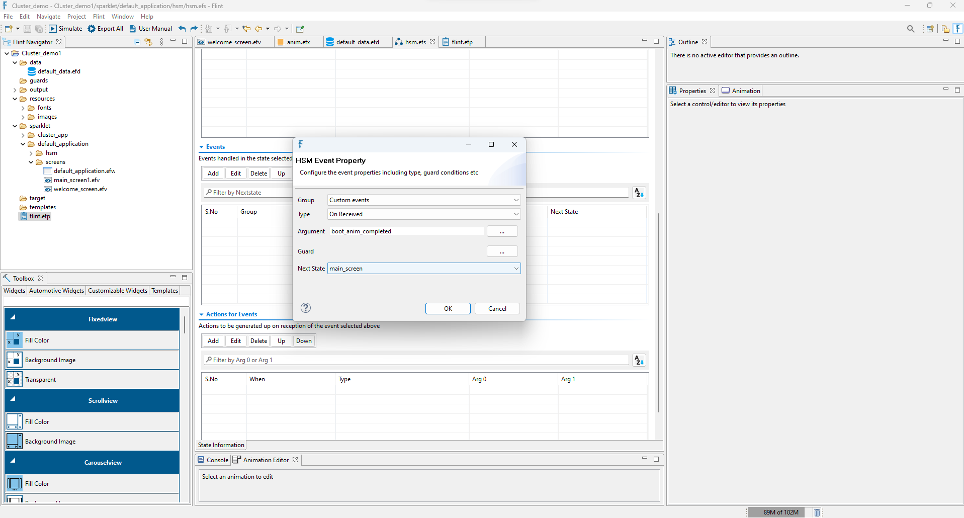 Adding Custom event in HSM :width: 100%