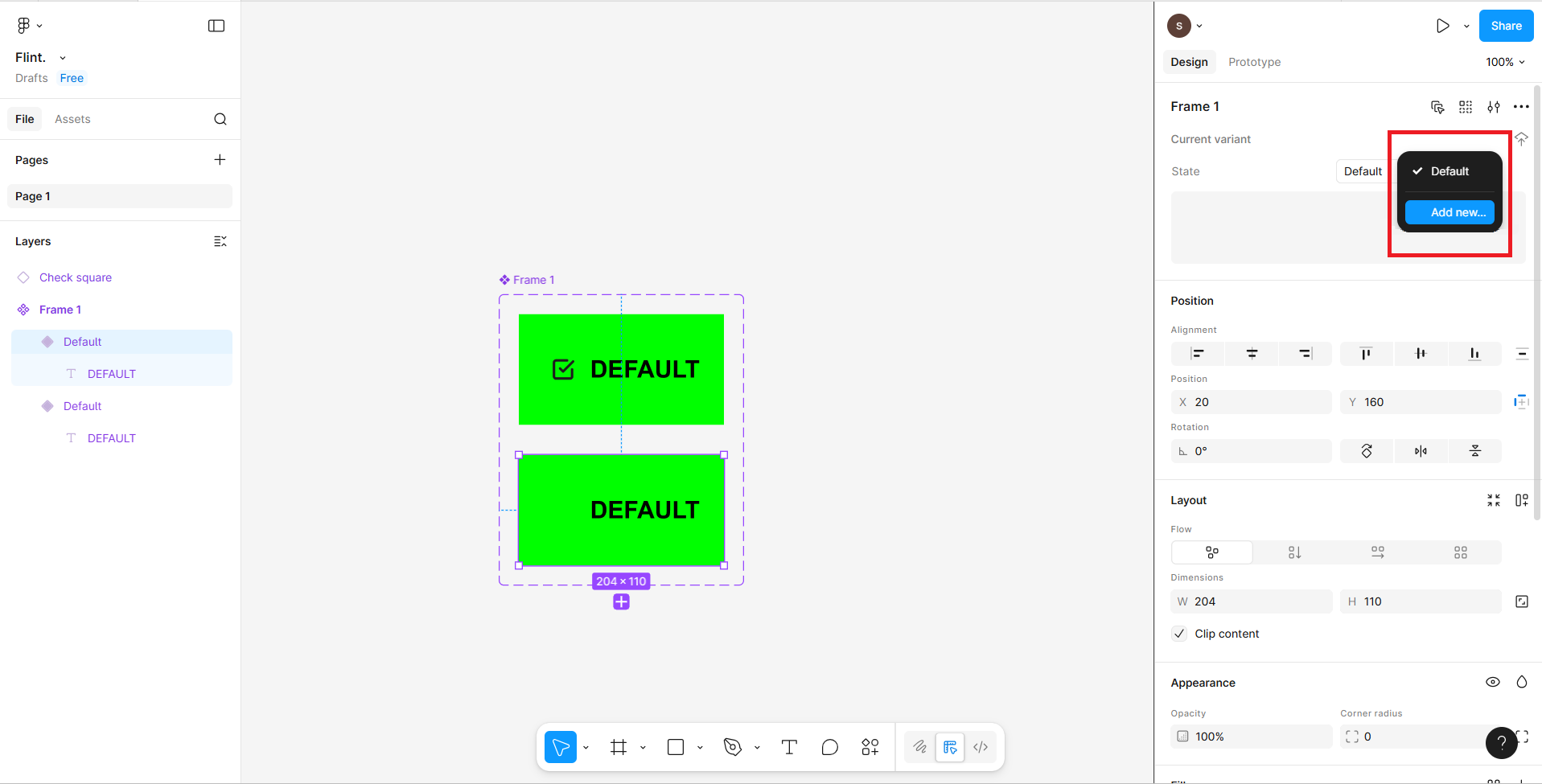 Adding States - Default and Active :width: 100%