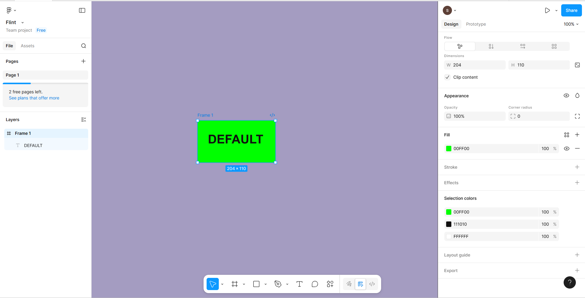 Frame with Fill and Text layers :width: 100%