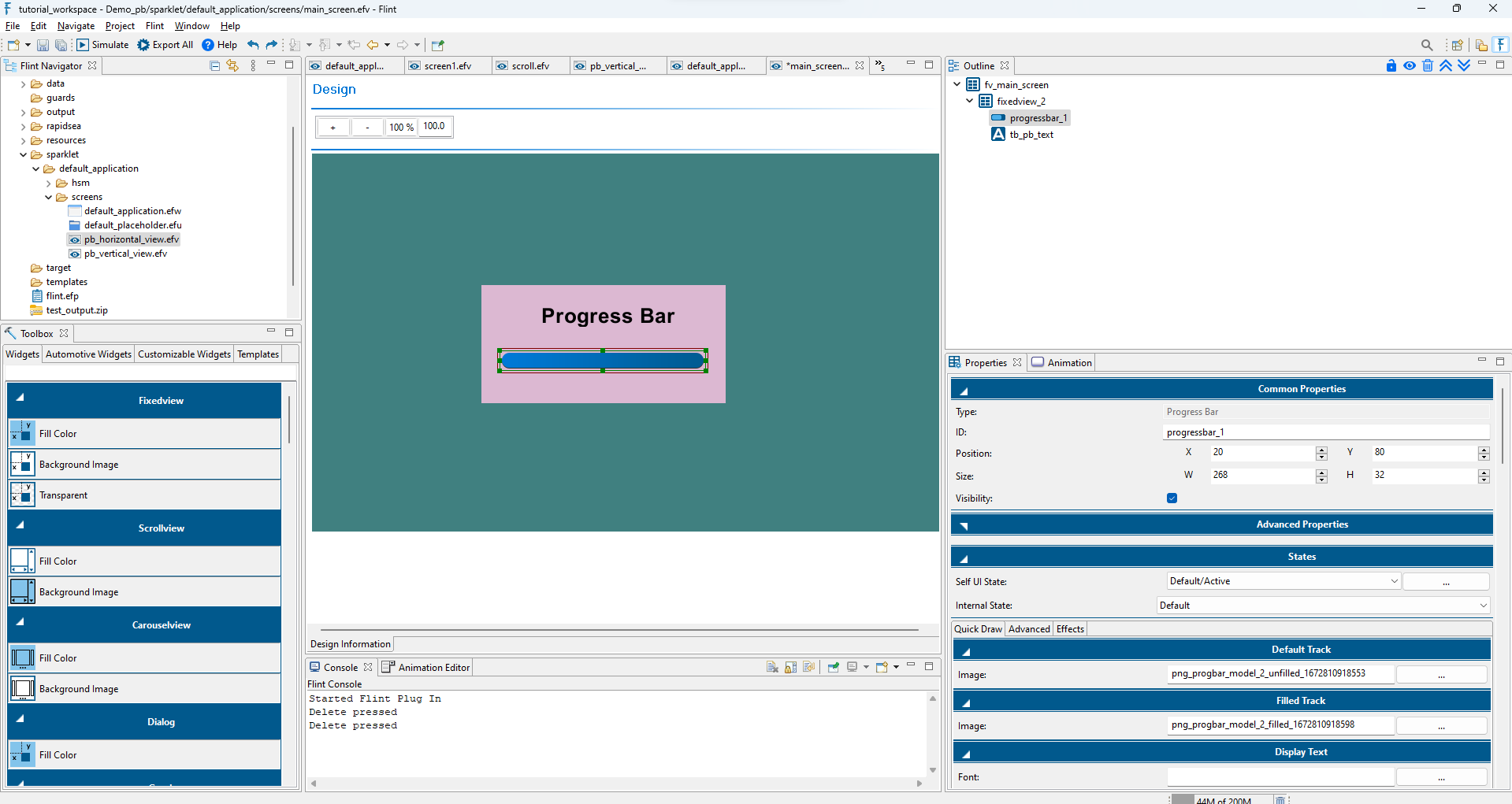 ProgressBar Widget - Horizontal :width: 100%